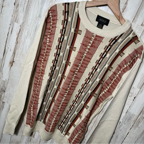 American Vintage Other - Vintage 90s Coogie Like Earth Tone Grandpa 3D Knit Wool Blend Sweater Mens Large
